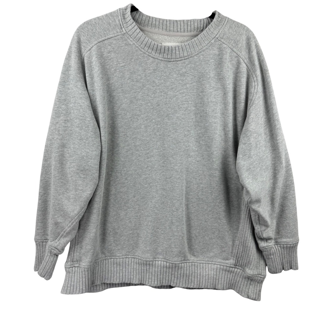 Aerie Sweatshirt Womens Medium Gray Raglan Sleeve Ribbed Trim Oversized Pullover - Picture 4 of 13
